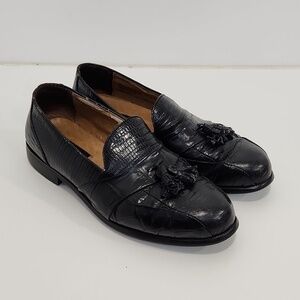 Stacy Adams Genuine Snake And Leather Loafers Dress Shoes Men's Sz 10W Black